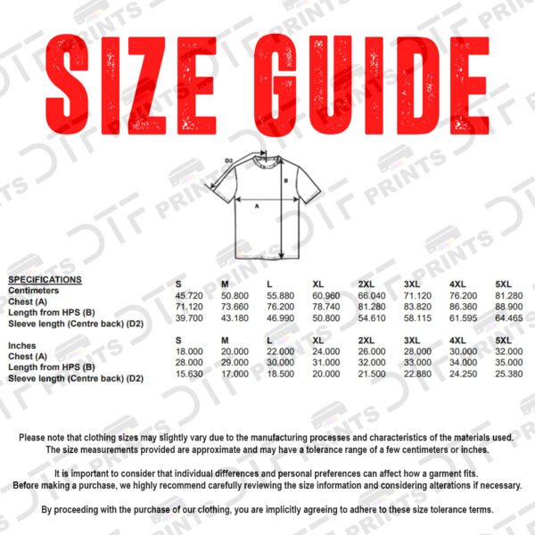 Gildan - Ultra Cotton T-Shirt - Size Guide - GD002