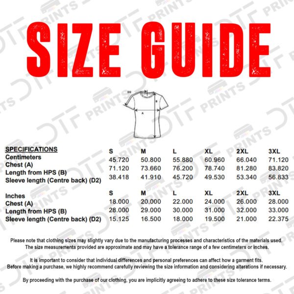 Gildan - Light Cotton T-Shirt - Size Guide -GD007