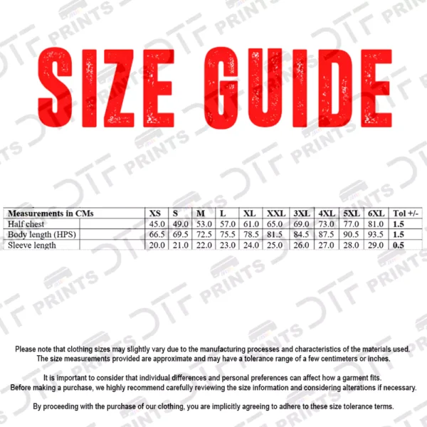 ProRTX - Pro T-Shirt - Size Guide - RX151