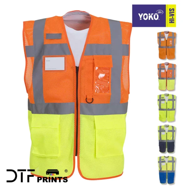 Yoko - Hi-Vis Top Cool Open-Mesh Executive Waistcoat (HVW820) - YK015