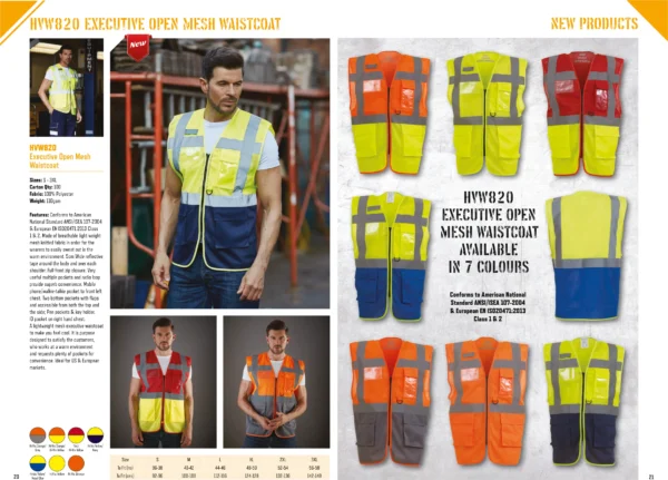 Yoko - Hi-Vis Top Cool Open-Mesh Executive Waistcoat (HVW820) - YK015 - Size Guide