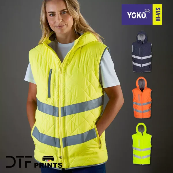 Yoko - Hi-Vis Kensington Hooded Gilet (HV007) - YK026