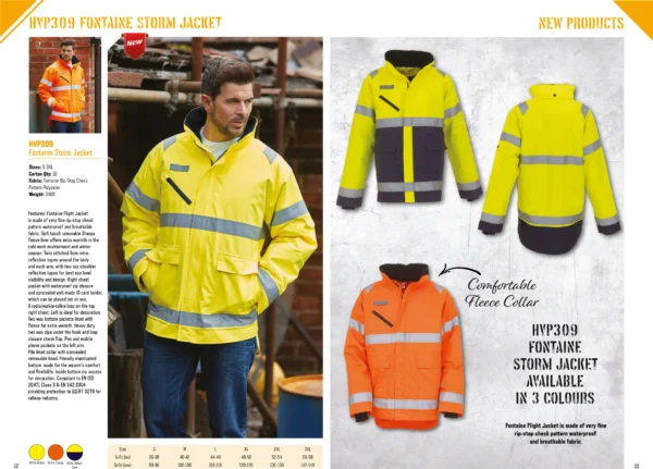 Yoko - Hi-Vis Fontaine Storm Jacket (HVP309) - YK029 - Size Guide