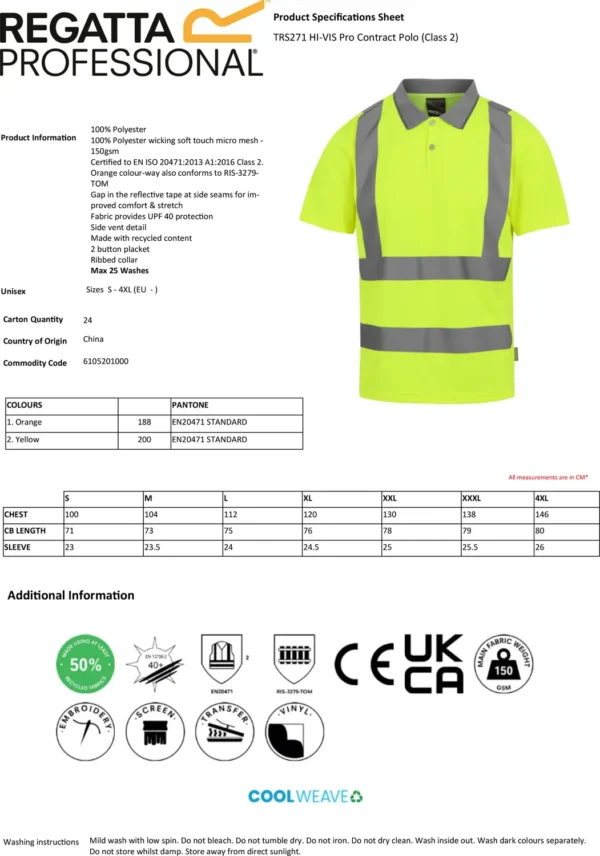 Regatta High Visibility - Hi-Vis Pro Contract Polo - Image 2