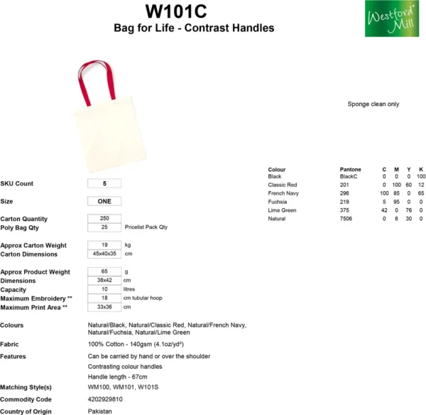 Westford Mill - Bag for Life - Contrast Handles - Image 3