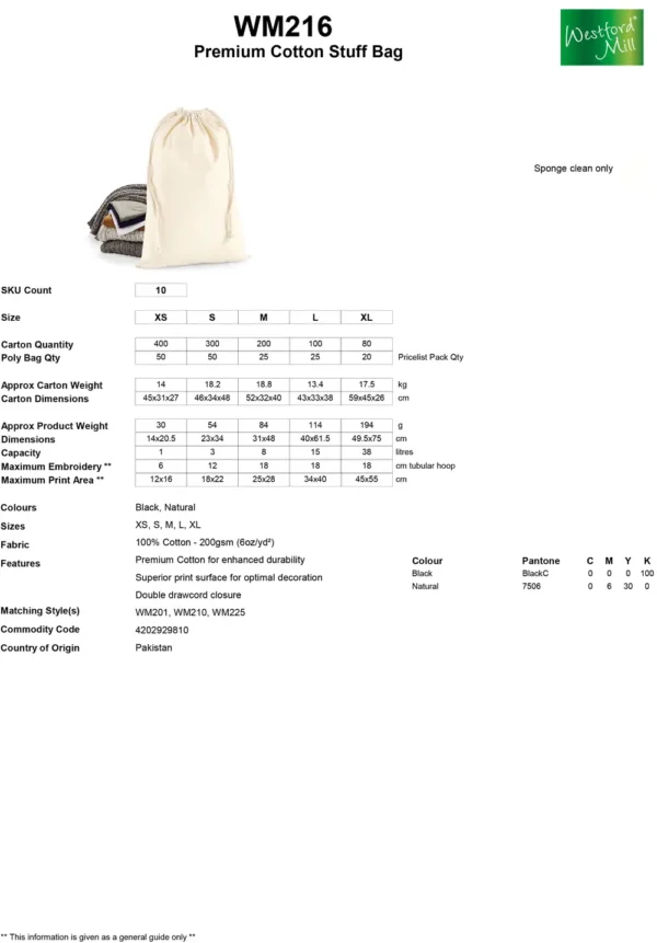 Westford Mill - Premium Cotton Stuff Bag - Image 2
