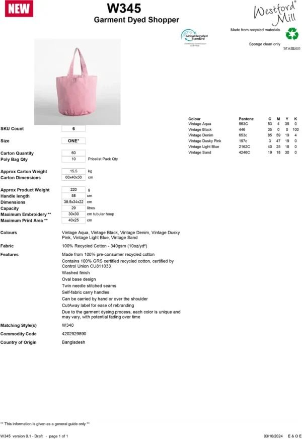 Westford Mill - Garment Dyed Shopper - Image 2