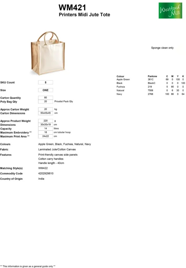 Westford Mill - Printers Midi Jute Tote - Image 2