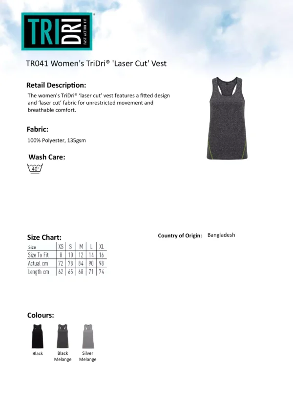 TriDri - Womens Laser Cut Vest - Image 2