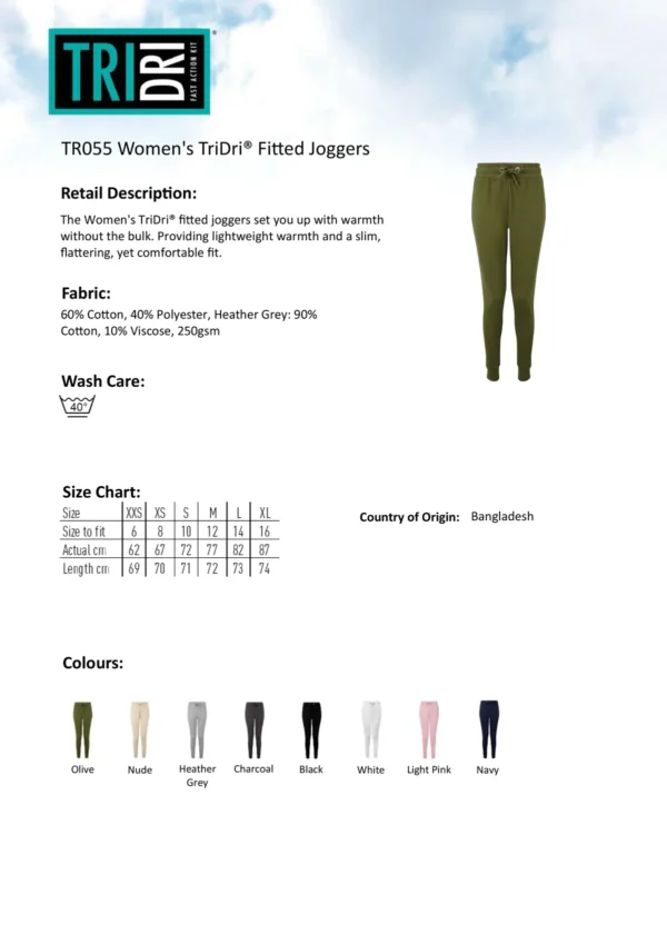 TriDri - Womens Fitted Joggers - Image 2