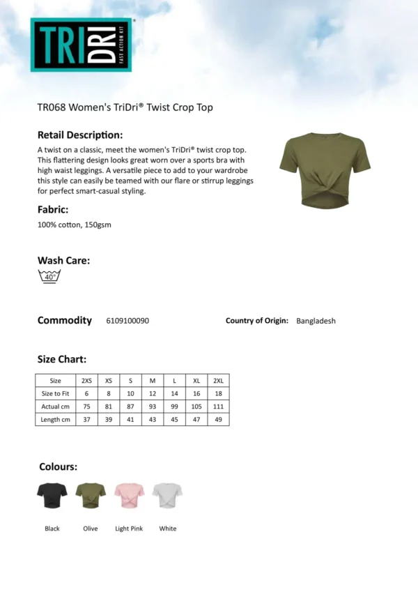 TriDri - Womens Twist Crop Top - Image 2