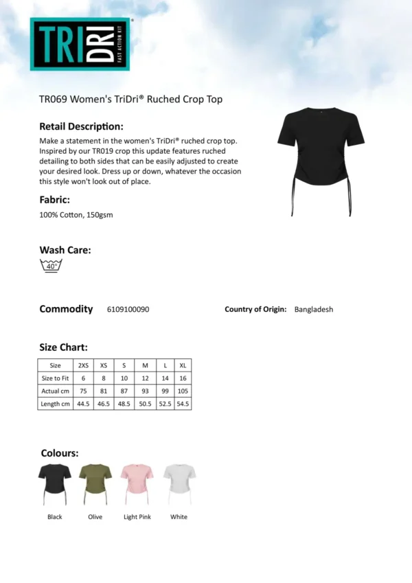 TriDri - Womens Ruched Crop Top - Image 2