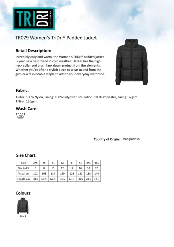 TriDri - Womens Padded Jacket - Image 2