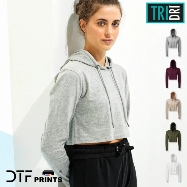 TriDri - Womens cropped hooded long sleeve t-shirt - TR088