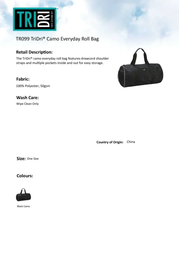 TriDri - Camo Everyday Roll Bag - Image 2