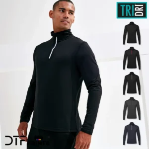 TriDri - recycled long sleeve brushed back quarter zip top - TR111