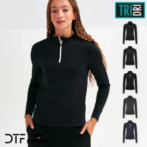 TriDri - Womens recycled long sleeve brushed back quarter zip top - TR121
